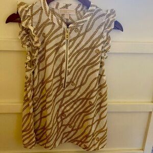 Michael Kors Size M White Patterned Blouse